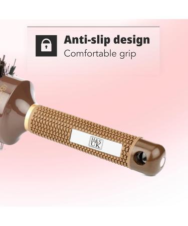 H&S 53mm Large Round Barrel Boar Bristle Hair Brush | Nano Ceramic Ionic Technology | Brown - Buy Online on GoSupps.com