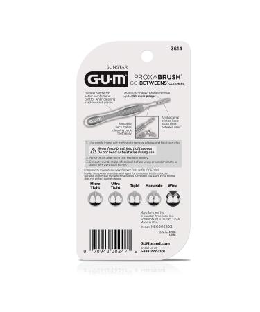 GUM Proxabrush Go-Betweens Interdental Brushes - Wide for Plaque Removal 10 Count | International Shipping Available - Buy Online on GoSupps.com