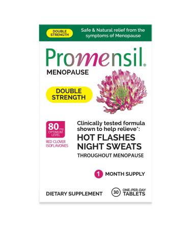 Promensil Menopause Double Strength - Menopause Supplements for Women Estrogen Vitamins Red Clover Isoflavones Helps Support Hot Flashes Night Sweats Restlessness - 30 Count