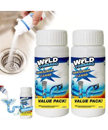 Powerful Sink & Drain Cleaner - Unclog Your Pipes with Foaming Drain Cleaner and Pipe Dredging Powder (2 Bot)