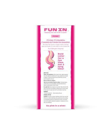 Fun In by Sun In Temporary Hair Color Pink - Easy Brush Applicator Washes Out in One Shampoo Gluten-Free Paraben-Free Alcohol-Free Cruelty-Free - Buy Online on GoSupps.com