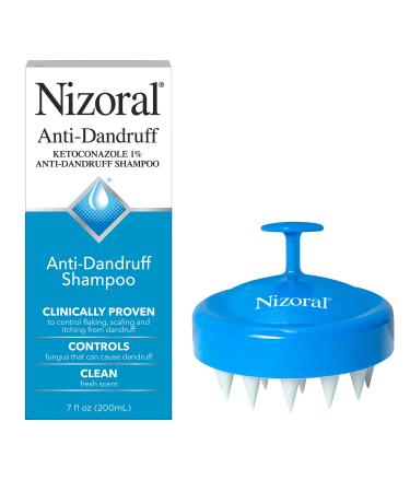 Nizoral Anti-Dandruff Shampoo 7oz and Scalp Massager Brush Bundle