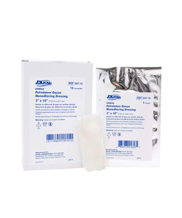 Dukal 207-12 Petrolatum Gauze Sterile 3 W x 18 L (Pack of 12)