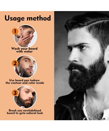 Beard Filler Pen For Men Black Beard Filler For Fuller Beard Black Beard Pencil For Beard Filling Long Lasting Sweatproof For Define Sharpen Hair Beard Eyebrow - Buy Online on GoSupps.com