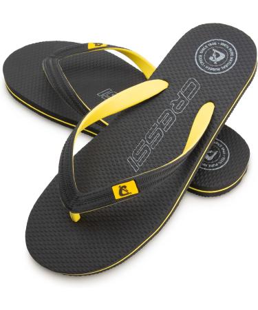 CRESSI Leaf Flip Flop - Unisex Black & Yellow Beach & Pool Footwear 45/46 EU - International Shipping Available - Buy Online on GoSupps.com