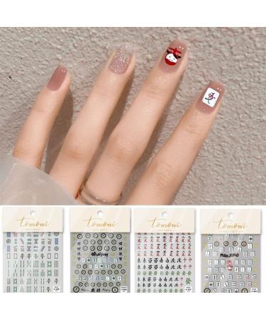 Fashion Cute Nail Tips Self-Adhesive Nail Stickers Mahjong Decals Manicure Accessories Nail Art Decorations(A) - Buy Online on GoSupps.com