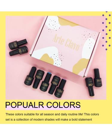 Arte Clavo Gel Nail Polish Set - 20 Colors 5ml All Seasons Collection - Nude Gray Pink Blue Glitter Starter Kit - Soak off, Nail Lamp, Nail Art Manicure - DIY Salon Home Gift for Women - Buy Online on GoSupps.com