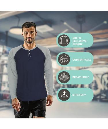 Mens Thermal Long Sleeve Henley Shirt - Lightweight Base Layer for T-shirts & Jackets - 3-Pack Set - Buy Online on GoSupps.com
