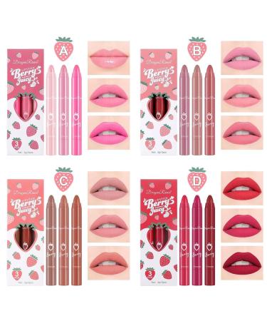 Buy New Matte Lipstick Set - 3 Colors Velvet Crayon Lipstick for Women | Long Lasting 24 Hour Superstay Lip Gloss - Non-Sticky Makeup Set C - Buy Online on GoSupps.com