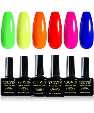 Yueshop Neon Rainbow Gel Nail Polish Kit - 6Pcs Set for Salon & Home DIY (8ML) - Buy Online on GoSupps.com