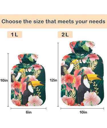 Naanle 1L Heat Bottle with Cover - Tukan Bird Hawaii Floral | Hot Water Bottle for Pain Relief & Therapy - Buy Online on GoSupps.com