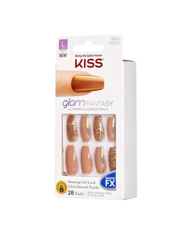 KISS Glam Fantasy Ultimate Illusion Nails, Special FX Fake Nails Kit, Don't Lose My Number, Glue-On Nails, with Pink Gel Nail Glue, Mini Nail File, and 28 Glue On Nails Solid / Glitter - Buy Online on GoSupps.com