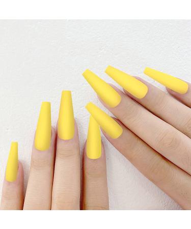 400pcs Matte Press on Extra Long Ballerina Coffin Fake Nails | Green Yellow Full Cover Colorful Nail Set with Box | Fluorescent Series | Nail Accessories for Women Girl - Buy Online on GoSupps.com