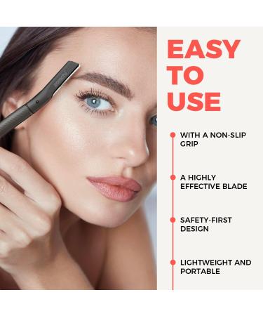 Eyebrow Shavers & Reusable Facial Razors for Men & Women - Stainless Steel Trimmer with Precision Cover | 6-Blade Dermaplaning Tool (Black) - Buy Online on GoSupps.com