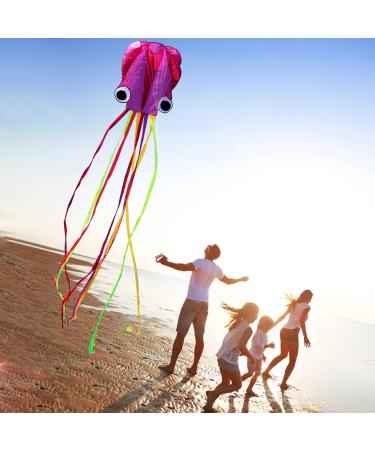 HENGDA KITE: Large Easy Flyer Octopus Kite for Kids - 31 Inches Wide - Perfect for Beach or Park - Orange & Purple - Buy Online on GoSupps.com
