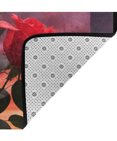 Buy Two Red Roses Flannel Non-Slip Floor Mat 63x48 Inches Comfortable & Lint-Free Perfect for Any Occasion International Shipping Available - Buy Online on GoSupps.com