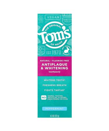 Buy TOMS of MAINE Whitening Peppermint Toothpaste - 4.5 OZ | Natural Dental Care for Fresh Breath & Bright Smile - International Shipping Available - Buy Online on GoSupps.com