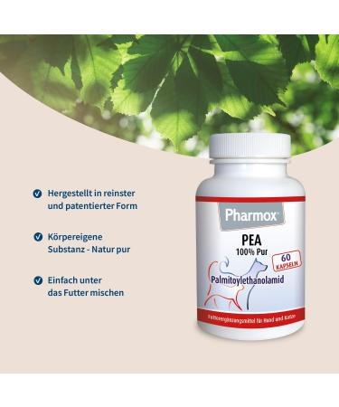Pharmox Dog & Cat PEA - 100% Pure High Dosage 60 Capsules | Premium Pet Supplement for Health - Buy Online on GoSupps.com