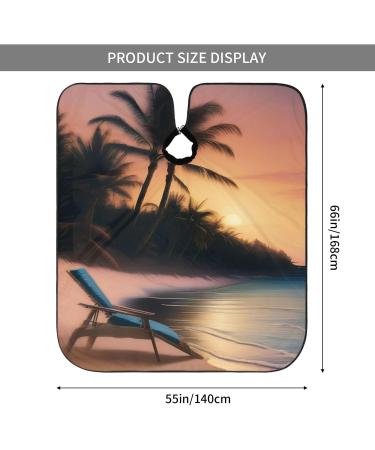 Sunset Beach Printed Hair Cutting Cape - Professional 55x66in Polyester Cape for Smooth Haircuts | No Sticky Hair Accessories - Buy Online on GoSupps.com