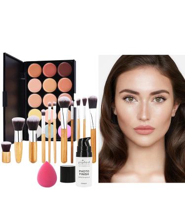 RoseFlower 15 Color Concealer Makeup Palette with 11 Makeup Brushes - Professional Salon Quality for Daily Use | 001 Set A - Buy Online on GoSupps.com