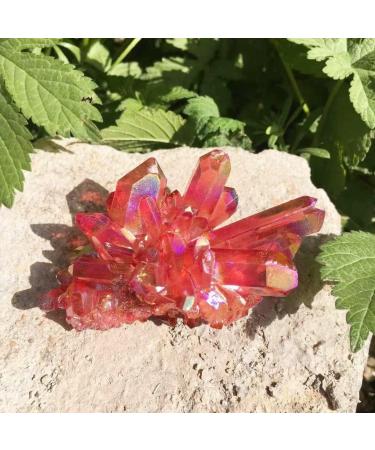 Crystal Hole Home Decoration Natural Crystal Red Angel Aura Quartz Cluster specimens Cured Titanium Coating Quartz Cluster Stones Crystal Hole (Size : 110-120g) - Buy Online on GoSupps.com