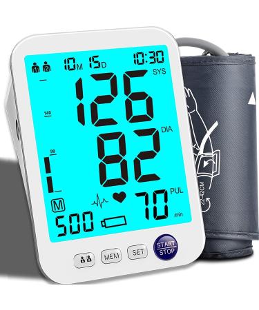 Blood Pressure Monitor with XL Cuff for Big Arms - Backlit LCD, Heart Rate Detection, 2 Size Cuffs Included - 1000 Memory, Two User - Blue - Buy Online on GoSupps.com