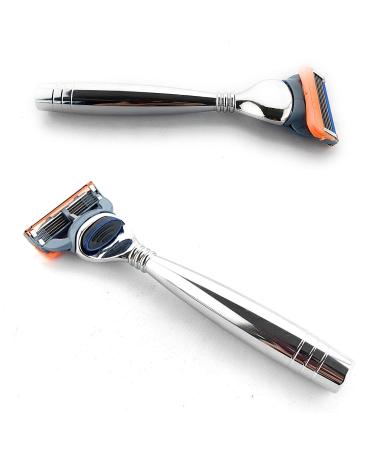 G.B.S Men's - 5 blades compatible razor Polished Handle Provides Clean and Close Shave + Included 1 Blade