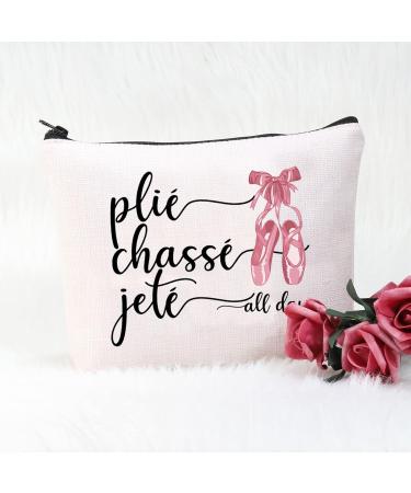 Ballerina Gift Cosmetic Bag for Ballet Teachers | Plie Chase Jet All Day Zipper Bag | Perfect Dance Lover Gift in White - Buy Online on GoSupps.com