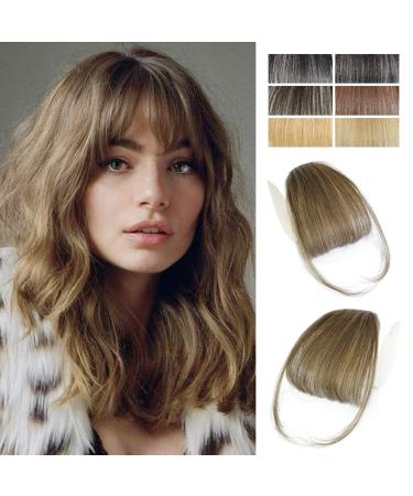 Bangs Hair Clip in Bangs 100% Human Hair Extensions Wispy Bangs French Bangs Fringe with Temples Hairpieces for Women Clip on Air Bangs Curved Bangs for Daily Wear(Wispy Bangs,Light Brown) Wispy Bangs (Light Brown)