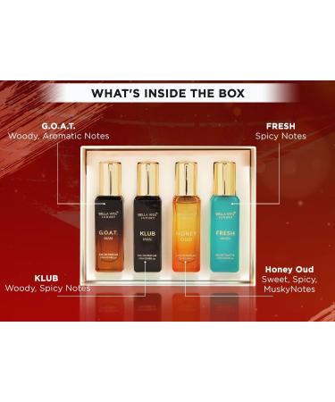 G.o.a.t Man Klub Man Honey Fresh Men Women Luxury Unisex Eau De Parfum Gift Set 4 x 20-ML No Alcohol Perfume Long Lasting Fragrance Scent Spray 0.67 Floz - Buy Online on GoSupps.com