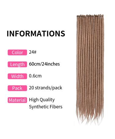Dsoar 24-Inch Thin Synthetic Dreadlock Extensions - Handmade 0.6cm Long Crochet Hair 20 Strand Soft Dreads for Hip-Hop Style - Color 24# - Buy Online on GoSupps.com