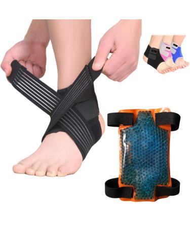 BodyMoves Kid's Ankle Brace Support Plus Hot and Cold Ice Pack (Sporty Black MED for Big Kids (US 3.5-7)) Sporty Black MED for Big KIds (US 4-7)