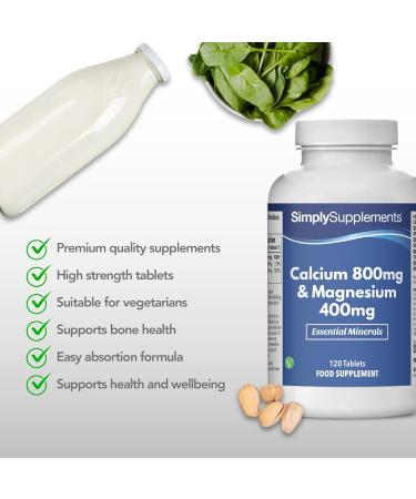 Calcium 800mg & Magnesium 400mg Tablets for Bone Health and Muscle Function - 120ct - Buy Online on GoSupps.com