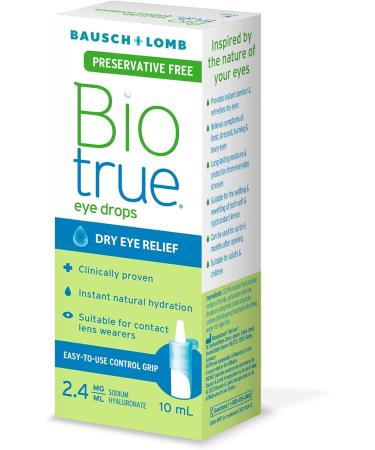 Biotrue Preservative Free Eye Drops for Dry Eyes Natural Moisturizer Hyaluronic Acid Lubricating Eye Drop for Long-Lasting Dry Eye Symptom Relief Preservative-Free MultiDose System 10mL Preservative Free 10 mL - Buy Online on GoSupps.com