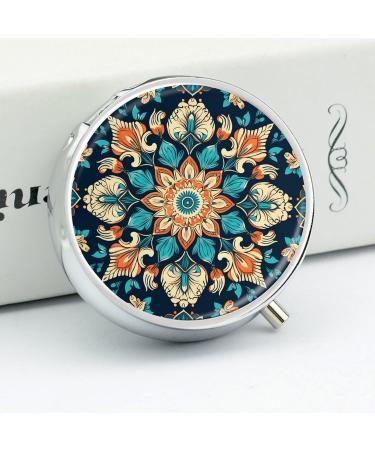 Portable Mandala Flower Pill Box - 3 Compartment Travel Organizer for Purse & Pocket - Buy Online on GoSupps.com