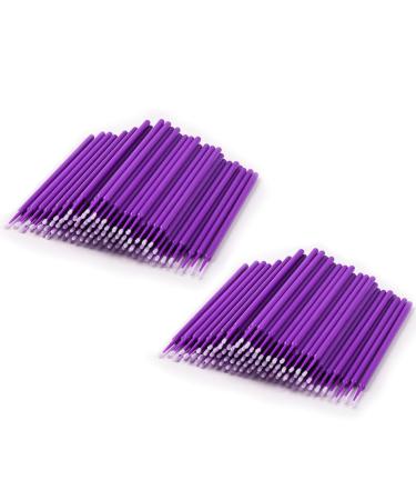 Annhua Disposable Micro Applicator Brushes 200 Pcs Micro Application Brushes for Eyelash Extensions Makeup Dental Care and Cleaning Purple