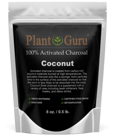 Activated Charcoal Powder 8 oz. Coconut - Food Grade Kosher Non-GMO - Teeth Whitening Facial Mask and Soap Making. Promotes Natural Detoxification and Helps Digestion