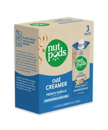 nutpods Oat French Vanilla Creamer - Unsweetened Oat Milk Creamer - Nut-Free Non Dairy Creamer - Keto, Gluten Free, Non-GMO, Vegan, Sugar Free, Kosher (3-Pack) 11.2 Fl Oz (Pack of 3)