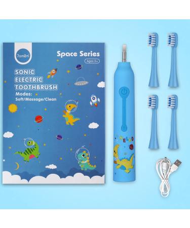 7AM2M Kids Electric Toothbrush with 4 Brush Heads | 3 Modes, IPX7 Waterproof, Smart Timer | Ages 3+ (Blue) - Buy Online on GoSupps.com