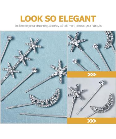 Holibanna Clip Hair Accessories 2 Sets Star Moon Rhinestone Bobby Bridal Wedding Hair Crystal Hair Barrettes Fashion Headpieces for Women Teens Girls Elegant Hair Accessory Bridal Hair Womens - Buy Online on GoSupps.com