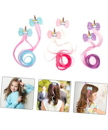 minkissy 3 Pairs Wig Girl Hair Bows Kids Headdress Multi Colors Kids Hair Extensions Hair Extension Barrettes Colored Ponytail Hair Clips Issue Card To Weave Toddler High Temperature Wire - Buy Online on GoSupps.com