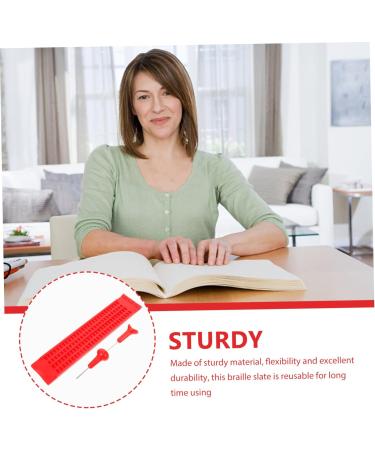 OHPHCALL Braille Writing Fingerboard 1 Set Braille Tablet Writing Pen Plastic Braille Writing Slate 22.00X4.50X0.50CM Red - Buy Online on GoSupps.com