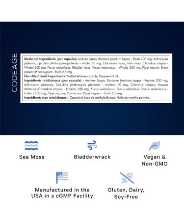 Codeage Wildcrafted Sea Moss Supplement - Irish Sea Moss Bladderwrack Spirulina Superfood Supports Nutrient Intakes With Black Pepper Fruit - 2-month Supply - Non-GMO Gluten-Free - 120 Capsules - Buy Online on GoSupps.com