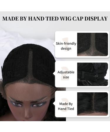 BESTUNG 24 Inch Black Curly Lace Front Wig - Heat Resistant Synthetic Fiber - Glueless Long Curly Wig for Black Women - Buy Online on GoSupps.com