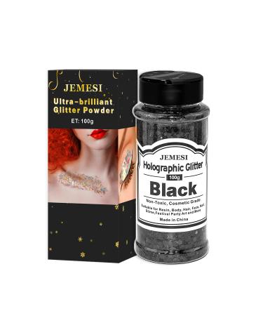 Buy Jemesi Holographic Chunky Glitter - Black 100g | Craft Glitter for Resin Face Nails Slime & Party | International Shipping - Buy Online on GoSupps.com
