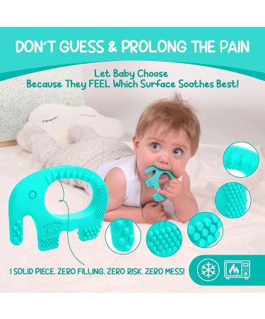 Baby Elefun Teething Toy Ring - BPA Free Silicone Teether for 0-12 Months - Elephant Teether Ring for Easy Holding - Turquoise, Perfect Christmas Gift - Buy Online on GoSupps.com