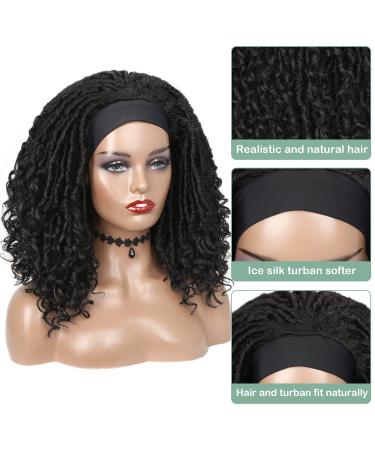 Hanne Fashion Headband Wig Short Dreadlock Goddess Hand Braided Twist Synthetic Wigs for Black Women - Daily Cosplay Braided Curly Wig 1B - Buy Online on GoSupps.com
