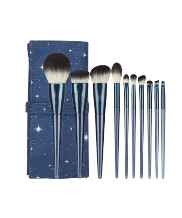 Makeup Brush Set 10 Blue Eye Shadow Brush Loose Powder Blush Brush Two-color Fiber Wool Soft and Skin-friendly Foundation Brush