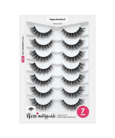 Happy Heartbeat 3d faux Mink eyelashes natural soft clear band lashes cat eye false eyelashes wispy short reusable false eyelashes 7 couples (no.200) - Buy Online on GoSupps.com