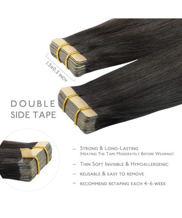 Salife Tape Extensions - 20Pcs 40g 30cm Natural Black Remy Invisible Skin Weft Hair Extensions - Buy Online on GoSupps.com